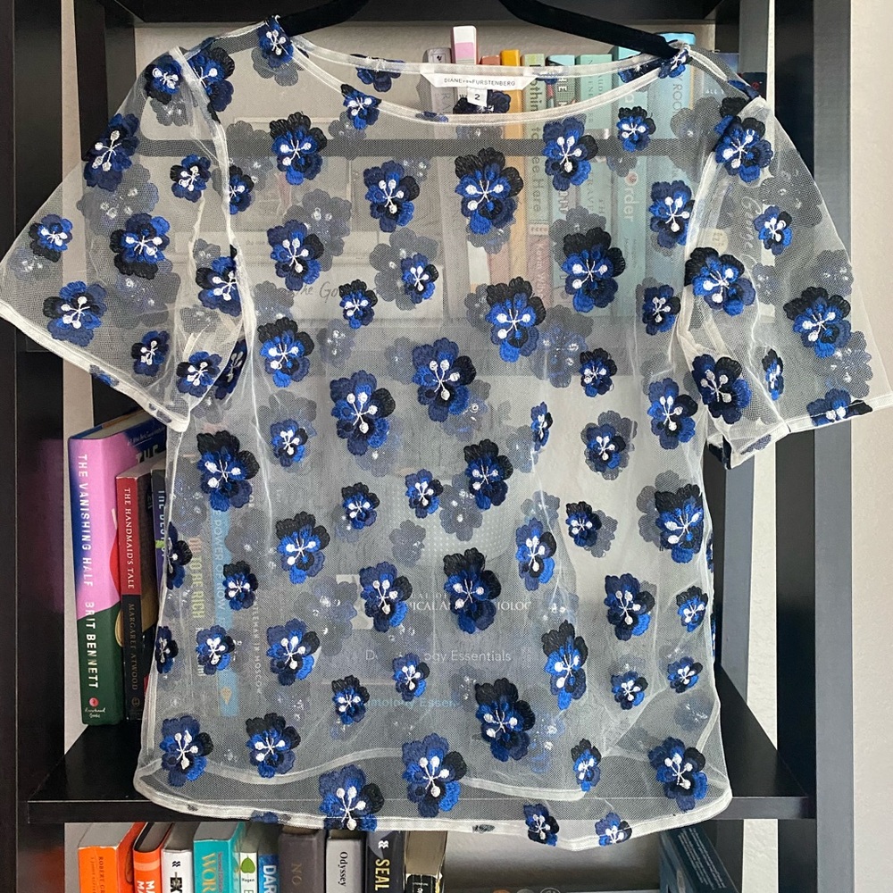 DVF lace embroidered top